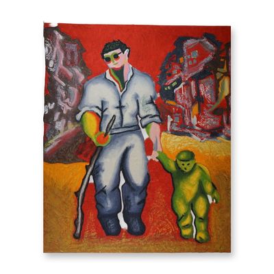 Sale Photo Thumbnail #443: Sandro Chia (Italian 1946) Carborundum etching with hand coloring Untitled #7 signed