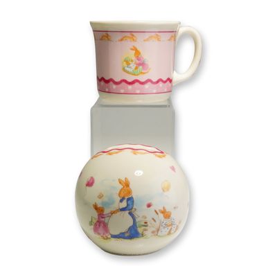Sale Photo Thumbnail #10: 2pc Royal Doulton Bunnykins Sweet Hearts Mug and Money Bank