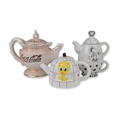 Sale Photo Thumbnail #191: 3pc Coca-Cola, Tweety Bird, and Mother Ceramic Teapots