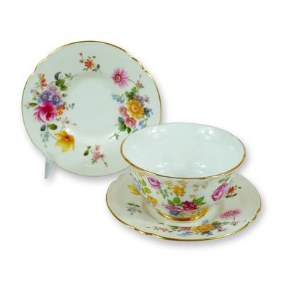 Sale Photo Thumbnail #36: 3pc Royal Stafford June Roses Bowl and Royal Crown Derby Derby Posies Saucers