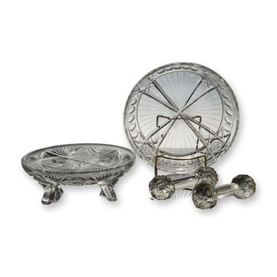 Sale Photo Thumbnail #54: Four Pieces of American Brilliant Period Style Clear Cut Glass - Bowls and Knife Rest
