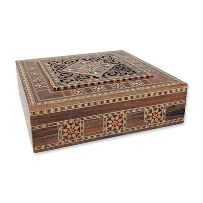 Sale Photo Thumbnail #105: Syrian Damascene Inlaid Marquetry Box with Lid