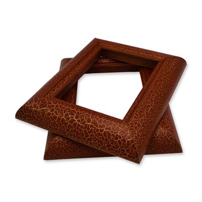 Sale Photo Thumbnail #451: 2Pc Red W/Gold Crackle Picture Frames, 8" x 10," Overall, 5" x 7" Insert, 2005