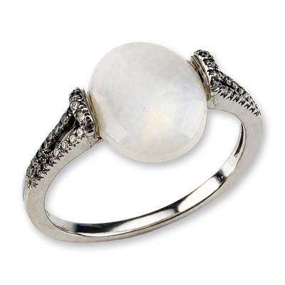 Sale Photo Thumbnail #107: 14K White Gold 2.36ct Opal and Diamond Cocktail Ring