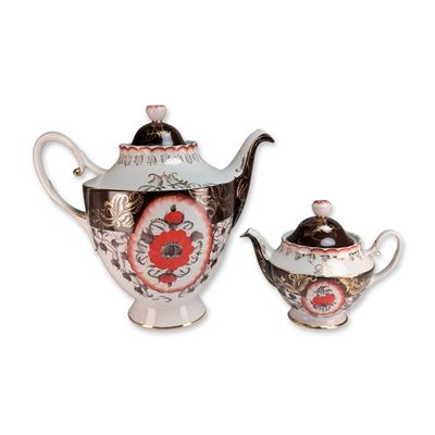 Sale Photo Thumbnail #331: 2pc Extra Large Korosten Factory Ukraine Porcelain Lidded Teapots