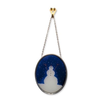 Sale Photo Thumbnail #65: Glassmasters Enameled Glass Sher Schier Snowman Suncatcher