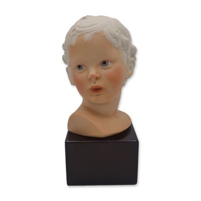 Sale Photo Thumbnail #40: Cybis Porcelain Eros Child Bust On Wood Base, 1974