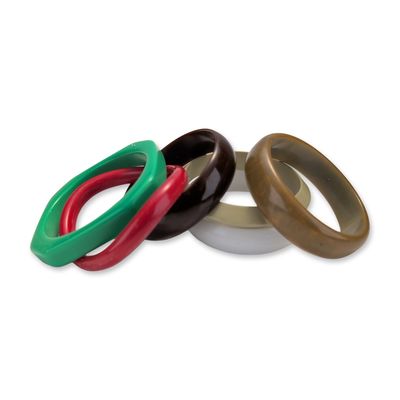Sale Photo Thumbnail #252: Collection of Six Mid-Century Vintage Bakelite and Plastic Bangle Bracelets