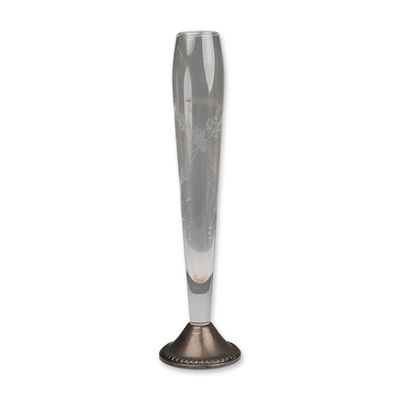 Sale Photo Thumbnail #347: Duchin Creation Sterling Silver Etched Glass Bud Vase on Weighted Base
