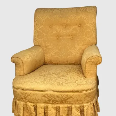 Vintage Gold Damask Upholstered Armchair