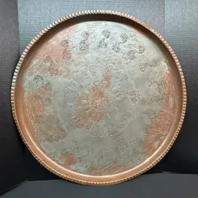 Vintage Large Copper Tray With Faux Patina