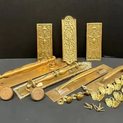 Vintage Solid Brass Architectural Hardware, Pulls & Plates