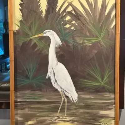 Original Egret Oil Painting by Dana (1)