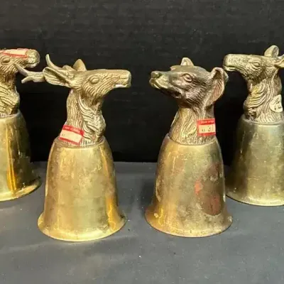 Brass Stag & Hound Stirrup Cups - Andrea By Sadek 