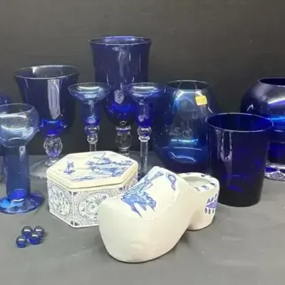 Delftware & Cobalt Blue Glassware