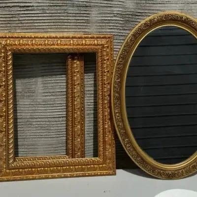 Ornate Gold Frames & Oval Mirror Medicine Cabinet