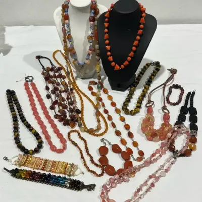 Sunset & Coral Toned & Stone Beaded Fashion Jewelry Collection 