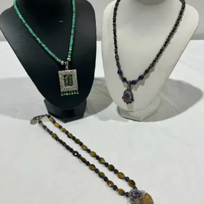 Sterling Silver & Beaded Necklace Trio 