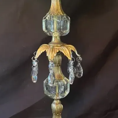 Vintage Hollywood Regency Gold-Tone & Crystal Standing Ashtray