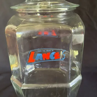 Vintage Lance Glass Counter Jar With Lid