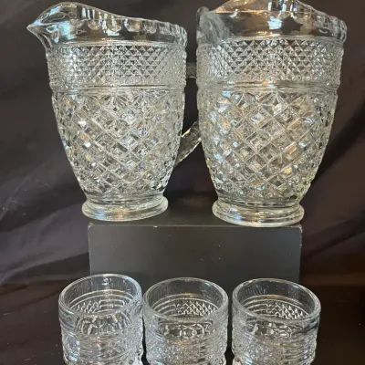 Vintage Anchor Hocking Wexford Mini Pitchers & Shot Glasses - 5 Pieces
