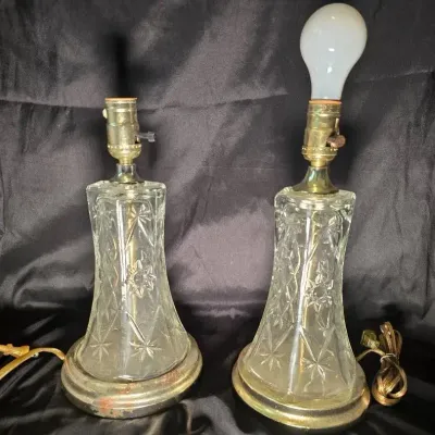 Pair of Vintage Pressed Glass Table Lamps