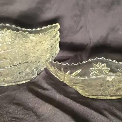 Vintage Anchor Hocking Star of David Banana Split Dishes - Set of 6