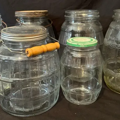 Vintage Barrel-Shaped Glass Storage Jars - Set of 6