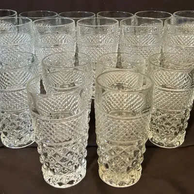 17 Vintage Wexford Clear Glass Tumblers