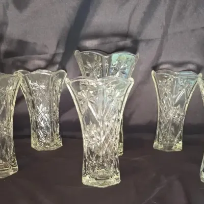 Vintage Anchor Hocking Star of David Glass Vases - 8 Pieces