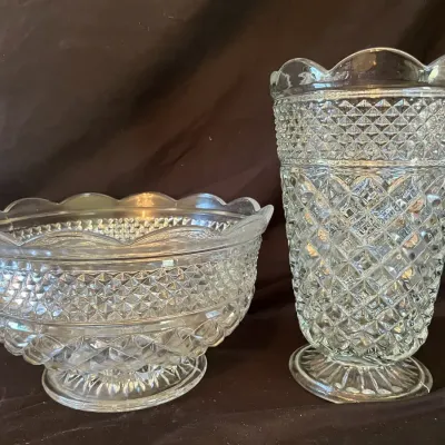 Vintage Wexford Glass Fruit Bowl & Vase