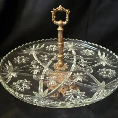 Vintage Anchor Hocking Star of David Glass Serving Tray