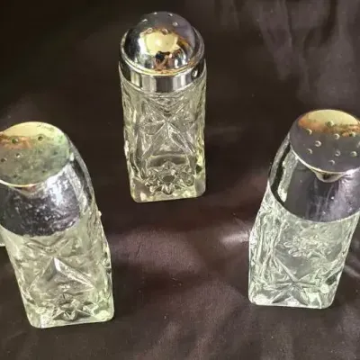 Vintage Starburst Cut Glass Shakers - Set of 5