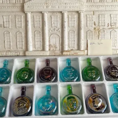 Vintage Wheaton Presidential Mini Glass Decanters - 25th-36th Presidents