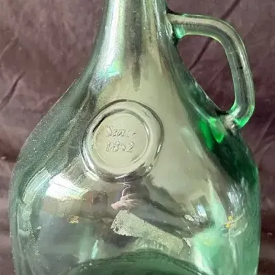 Vintage Green Glass 3-Liter Jug With Handle