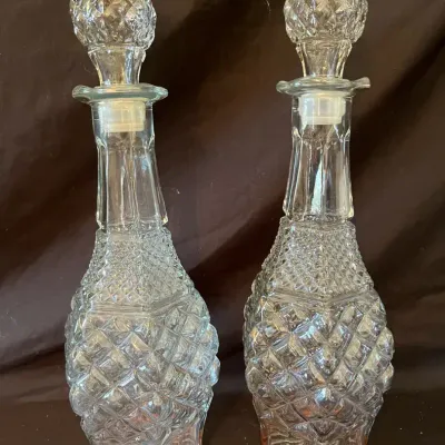 Pair of Wexford Gold Trim Glass Decanters