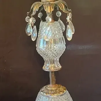 Vintage Hollywood Regency Glass & Brass-Tone Standing Ashtray
