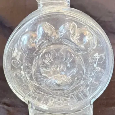 Vintage Walt Disney Mickey & Minnie Mouse Glass Coin Bank