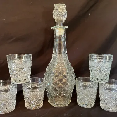 Vintage Wexford Decanter & 6 Old Fashioned Glasses