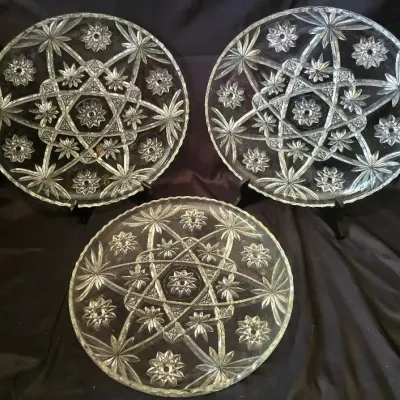 3 Vintage Anchor Hocking Star of David Serving Platters