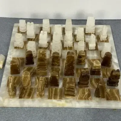 Carved Onyx Chess Set