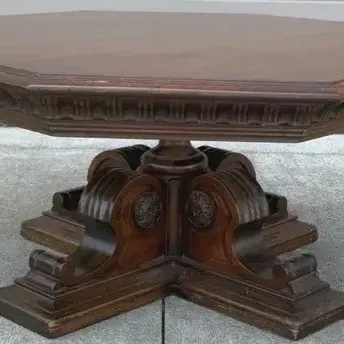 Octagonal Carved Wood Table