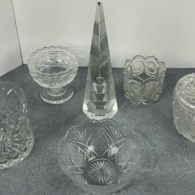 Cut Crystal Bowls & Obelisk