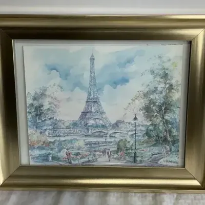 Vintage framed watercolor-style print