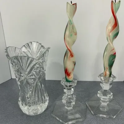 Crystal Vase & Twist Candle Set