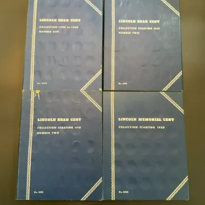 Whitman Lincoln Cent Collection Folders with Lincoln Wheat and Memorial Cents Incomplete