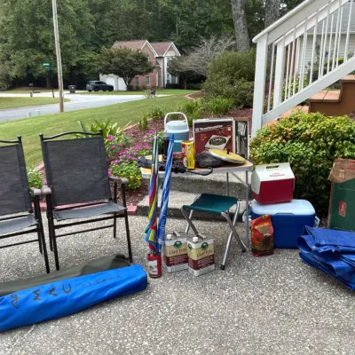 Camping Equipment, Coleman Stove, Coolers and Outdoor Chairs