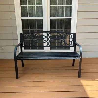 Black Metal Outdoor Garden Bench