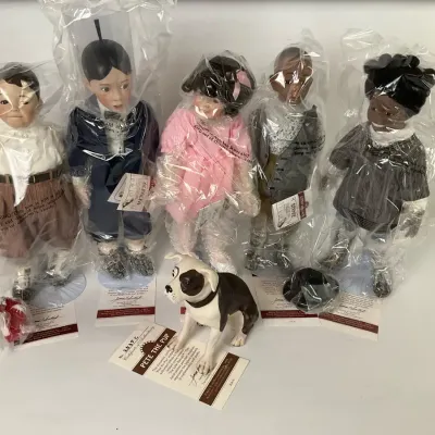 Vintage Collectible “The Little Rascals” Porcelain Dolls with Pete the Pup