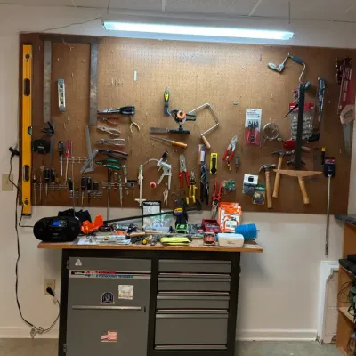 54” Homeowners Workbench with Pegboard and Hand Tools